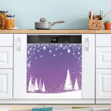 Imagem de ATTX Capa magnética branca para lava-louças para árvores de Natal, 58,4 cm C x 66 cm A, decoração da capa da máquina de lavar louça, decalques de armário doméstico e eletrodomésticos adesivos #355