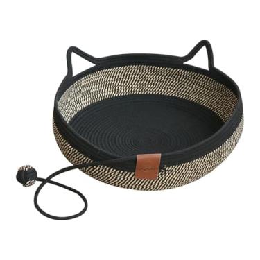 Imagem de Ioensy Cama para gatos feita à mão, cesta, tapete arranhador respirável, almofada arranhadora, rede para sala de estar, terraço, dormitório de verão, S
