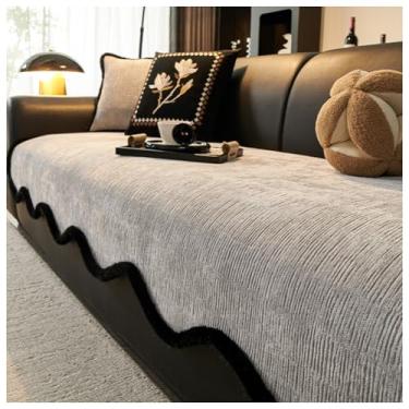 Imagem de SPXMQSS Capas de sofá para sofá, capa de sofá universal em forma de L, capa antiderrapante para sofá de chenille macio 1/2/3/4 lugares, protetor de móveis G 90 x 210 cm