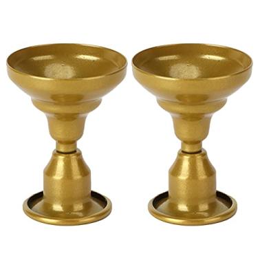 Imagem de Castiçal castiçal elegante castiçais de mesa estilo europeu simples retro mini dupla utilização decorações de mesa presentes para casamentos inauguração de casa metal ferro 4,3 cm (Ouro)