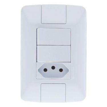 Imagem de Conjunto 2 Interruptores Simples + Tomada 10a - Linha Aria - Tramontin