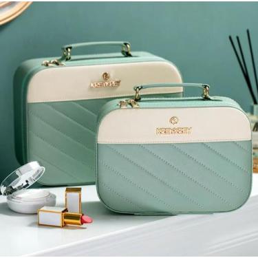 Imagem de Kit 2 Maleta De Maquiagem Organizadora Verde Com Lenço Pequeno - novo 