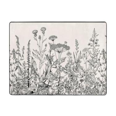 Imagem de ZERAOKE Tapete botânico floral herbs 48 x 63 polegadas, lavável na máquina com suporte antiderrapante, tapetes macios para sala de estar, quarto, entrada, quarto de crianças, decoração de casa