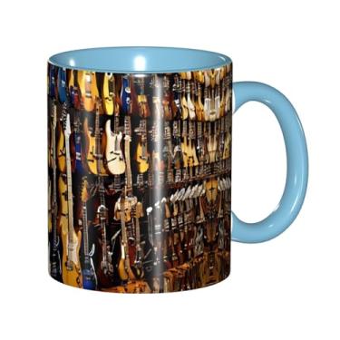 Imagem de Zeraoke Caneca de café criativa com impressão de guitarra musical, personalizada, presente para família, tamanho de 325 ml, unissex