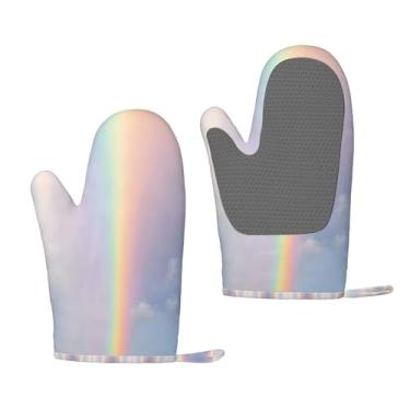 Imagem de Luvas de forno de silicone resistentes ao calor quadradas refletoras com estampas antiderrapantes, churrasqueiras e uso na cozinha (pacote com 2)