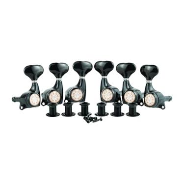 Imagem de Guyker Afinadores de travamento de guitarra (3L + 3R) - 1: 21 Pegs de chave de ajuste de corda de trava de cabeça de máquina para substituição de conjunto de cabeça de máquina para ST TL SG LP Style elétrico, Folk ou acústico - preto