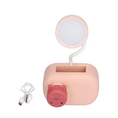 Imagem de Lâmpada de mesa dos desenhos animados gato multifuncional led luz mesa com apontador lápis cabo usb para sala estudo quarto escritório presente (Rósea)