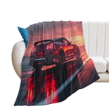 Imagem de HouLaiZhe Cobertor super macio de flanela velocidade esportes R35 pôr do sol leve cobertores refrescantes para sofá-cama cadeira sofá carro viagem ao ar livre leve quente 76.2 cm x 101.6 cm