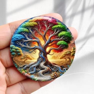 Imagem de Ímã de geladeira vintage arco-íris arte design - 5,8 cm acrílico redondo adesivo de geladeira decoração retrô presente tamanho perfeito para geladeira, armário ou qualquer superfície magnética.