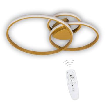 Imagem de Plafon Luminária de Teto Moderna de Sobrepor com 3 Anéis e Controle Remoto LED Bivolt Design Elegante e Iluminação Decorativa LUX DESIGN