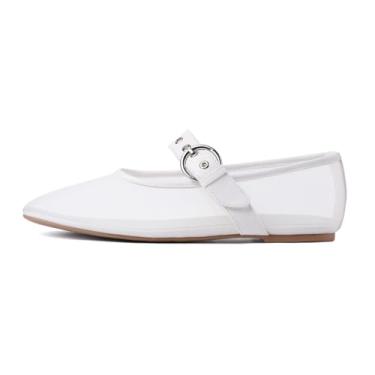 Imagem de Gothictor Sapatilhas femininas de leopardo de malha, sapatilhas, sapatilhas Mary Jane, sapatilhas, sapatos sociais femininos, Malha branca, 35