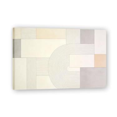 Imagem de Arte em tela minimalista de espaço e estrutura: tons neutros de serenidade grande área em branco para decoração de espaço calmo 19 x 30 cm emoldurada