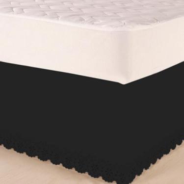 Imagem de Saia para Cama Box Queen com Detalhe no Barrado, Ajustável Solteiro, Viúva, Casal Padrão e Queen com Elástico Preta Riollen