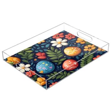 Imagem de STAYTOP Bandeja de acrílico para servir ovos de páscoa, 15,7 x 11,20 cm, bandejas decorativas à prova de derramamento, organizador de bancada para café da manhã, chá, comida, maquiagem