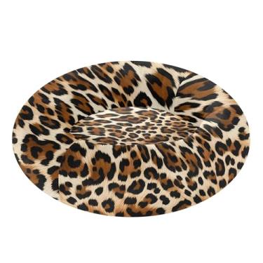 Imagem de SEHANY Cama de cachorro com estampa de leopardo, removível e lavável, pequena, redonda, cama de gato, fofa, super macia, confortável para animais de estimação com fundo antiderrapante para cães