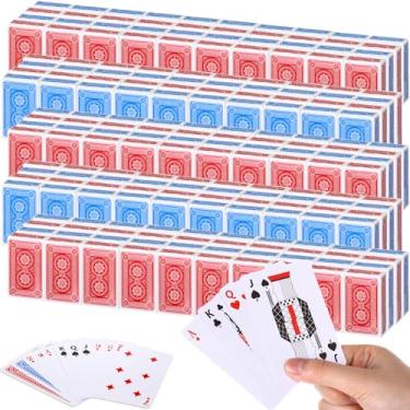 Imagem de Zubebe 200 Pack Playing Cards Bulk Deck of Cards 2.25 Inch x 3.5 Inch Poker Size Standard Index Red and Blue Travel Playing Item for Activities Party Supplies Games Novelty Gift