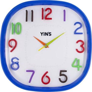 Imagem de Relógio de Parede Quadrado NUM. Colorido 28,7CM - TT Brasil