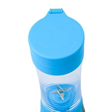 Imagem de Mini Liquidificador Portátil com 6 Lâminas, 380ml, Recarregável, Azul, para Sucos e Smoothies