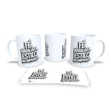 Imagem de Caneca Branca com Frase Religiosa A Fé Meu é GPS, Cruz e Design Colorido, Cerâmica (19449)