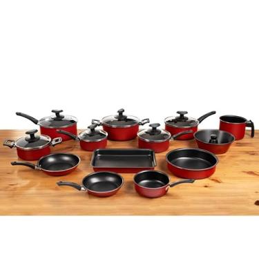 Imagem de Conjunto de Panelas Antiaderentes Teflon com Tampas de Vidro – Jogo 13 Peças Completo(Vermelho)