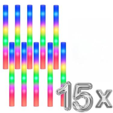Imagem de kit 10 Bastão Led Espuma Festa Neon Balada Formatura Casamentos(15)