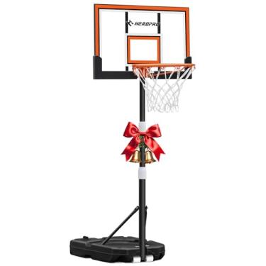 Imagem de HEROPRO Cesta de basquete infantil ao ar livre de 1 a 2,2 m, ajustável, 73 cm, placa de PC premium e base ampliada, sistema portátil de gol de basquete para crianças/jovens/adolescentes na