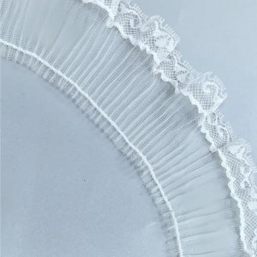 Imagem de Acabamento plissado de renda com babados de 6 cm de largura, acabamento de cadarços brancos recortados para aplicação de casamento, roupas, costura, artesanato, faça você mesmo, decoração de Halloween