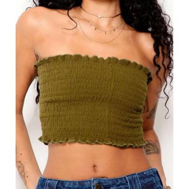 Imagem de Blusa Cropped Feminina sem alça Lastex-33032 - LECIMAR, Verde, G