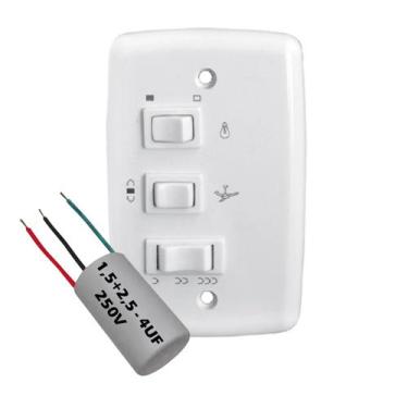 Imagem de Chave Capacitiva 3 Velocidades 1 Tecla Lâmpada Capacitor 1,5+2,5UF 220