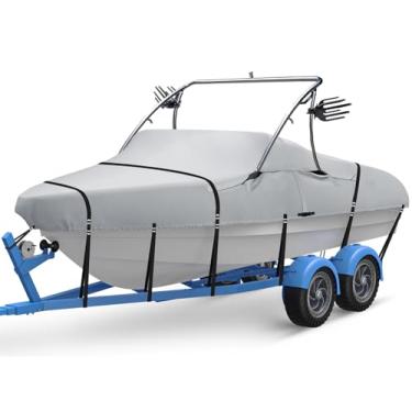 Imagem de Capa de barco de torre de esqui e wakeboard, capa de barco com fivelas de metal, 100% poliéster tingido com solução à prova d'água resistente a rasgos e desbotamento, serve para barco de torneio de