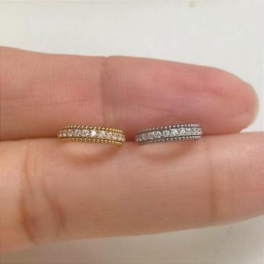 Imagem de Argola titânio mini bolinhas clicker com zircônias cristal - no-brand,