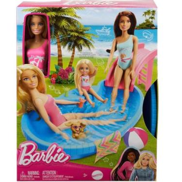 Imagem de Conjunto Barbie Piscina Glam com Boneca Maiô Rosa e Acessórios Mattel