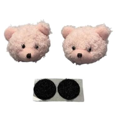 Imagem de Vaveren Conjunto de 2 enfeites para capacete, acessórios decorativos divertidos e fofos para ciclismo, snowboard e esqui, com fecho adesivo, Rosa