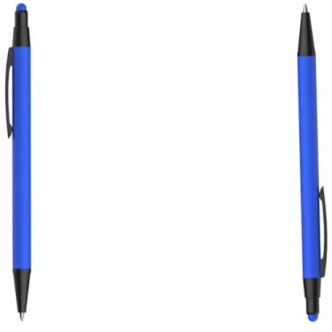 Imagem de Caneta Esferográfica de Metal com Ponta Touc Design Moderno, Emborrachada, Escrita Azul, 1mm, Corpo Cilíndrico, Ambidestro, 25g (Kit 2 Azul)