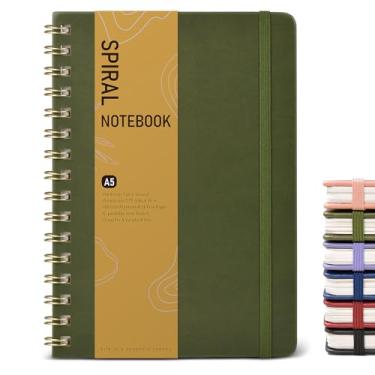Imagem de Dotted Spiral Journal Notebook, A5 Hardcover Spiral Journals for Women Men, 100 GSM Dot Grid Paper Notebooks, 150 Pages Spiral Bullet Dotted Notebook for Writing Note Taking 5.75" x 8.38" Olive Green
