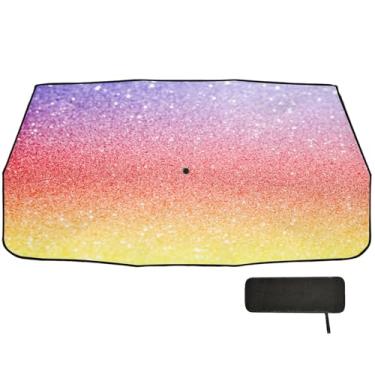 Imagem de Guarda-chuva roxo vermelho amarelo com glitter para-brisa sombra de proteção de isolamento térmico para janela de carro 147 x 75 cm acessórios de carro