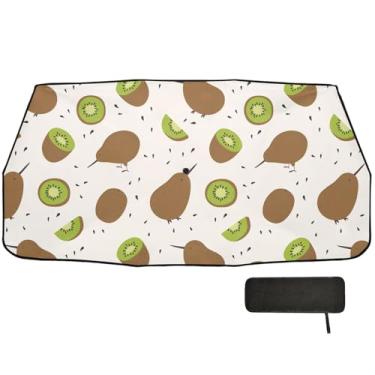 Imagem de Pássaros Kiwi Frutas Caminhão Doodle Para-sol Para-brisa Frontal Proteção Isolamento Térmico Persiana de Janela para Carro 147 x 75 cm Guarda-chuva de Carro