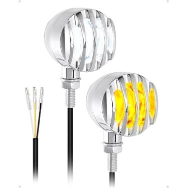 Imagem de Luzes de seta de motocicleta 48 luzes de seta de LED pisca-pisca para motocicleta, indicador branco âmbar, adequado para Honda Yamaha R3 Suzuki Kawasaki Harley Sportster (cromado)