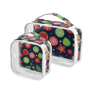 Imagem de GAIGEO Bolsa cosmética transparente Watercolorn Peaches com alça, bolsas transparentes para viagens, bolsa de maquiagem feminina, pacote com 2, Enfeites de Natal e biscoito - 1, one size