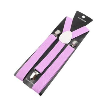 Imagem de Suspensórios Ajustáveis De Couro Elástico Em Cores Sólidas Para Homens