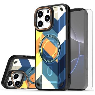 Imagem de Asuwish Capa de celular para iPhone 16 Pro Max 6,9 polegadas magnética com protetor de tela de vidro temperado e suporte rígido de carregamento sem fio pintado i Phone16 16Pro i16 ProMax 16ProMax