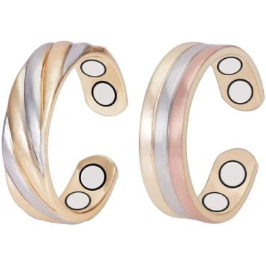 Imagem de Pacote com 2 anéis de cobre magnéticos puros presentes modernos, anéis de cobre para mulheres, mãe, esposa (2 peças-4)