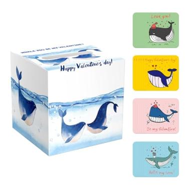 Imagem de ysmile Caixa de Dia dos Namorados para crianças com cartão de troca, caixa de correio para lembrancinhas de festa de classe - Whale You Love Me ?