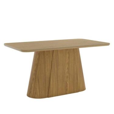 Imagem de Mesa De Jantar Olivia 160 Cm Canto Arredondado Com Vidro Nature - Henn