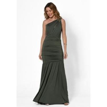 Imagem de Vestido Bisô Jersey Longo Com Fivela Verde-Feminino