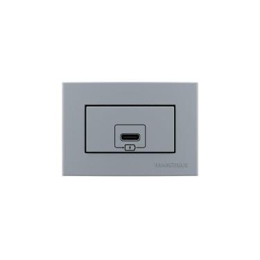 Imagem de Placa Para Móveis 65x45 E Tomada Carregador Usb-c Margirius Sleek Colors 2a 10w Cinza Cinza