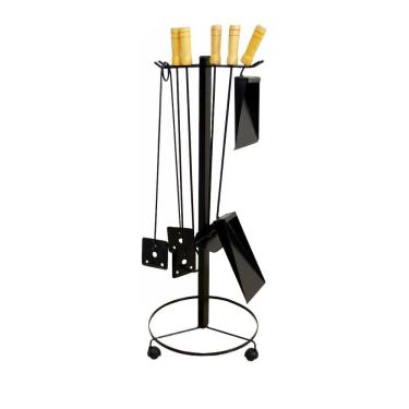 Imagem de Suporte E Kit Lareira E Fogão A Lenha Aço Carbono 80x35cm.