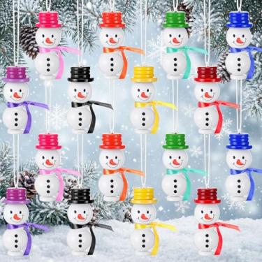 Imagem de Soulchen 16 conjuntos de kits de artesanato de boneco de neve de Natal, faça seu próprio botão, decorações de boneco de neve de Natal, enfeite de pendurar de Natal para decoração de presente