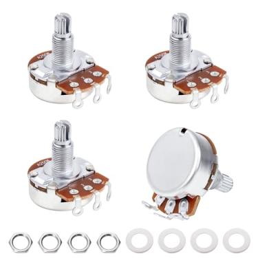Imagem de Banworks Potenciômetros de alumínio A250K M8 de tamanho completo métricos com eixo longo dividido de 18 estrias (comprimento de 18 mm) com traseira selada para Epiphone Les Paul LP/SG Squier Strat