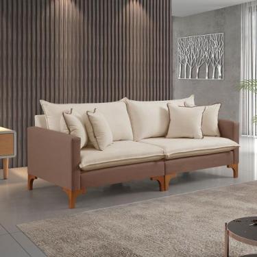 Imagem de Sofá Fixo 4 Lugares M-195 2,40m  Molas Bonnel, Almofadas Soltas e Reve